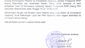 Hasil Uji Kompetensi Penyesuaian/Inpassing Dalam Jabatan Fungsional RIHP Bidang PKH Tahun 2018 Yang Telah Dilaksanakan Pada Tanggal 14 S.d. 15 Mei 2018 Di Bogor